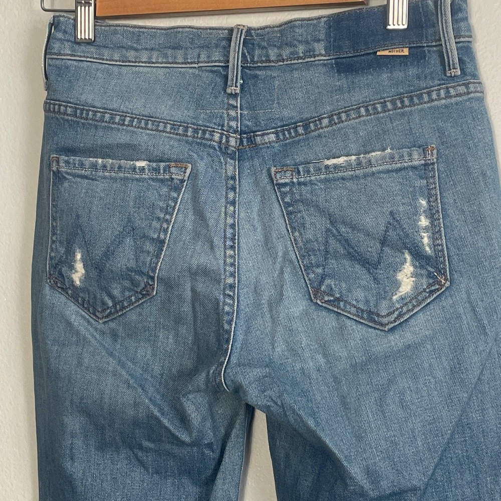 MOTHER The Insider Distressed Light Blue Straight-Leg Jeans Size 25 - Picture 11 of 15